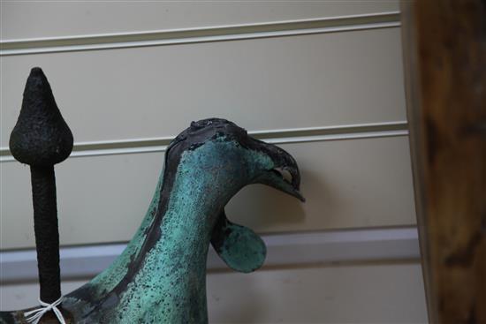A. W. N. Pugin. A copper and wrought iron cockerel weather vane, mid 19th century, W.2ft